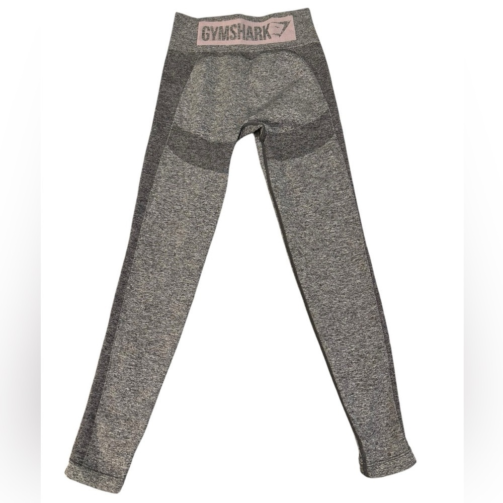 Gymshark Gray and purple leggings. Unknown size see measurements maybe XS